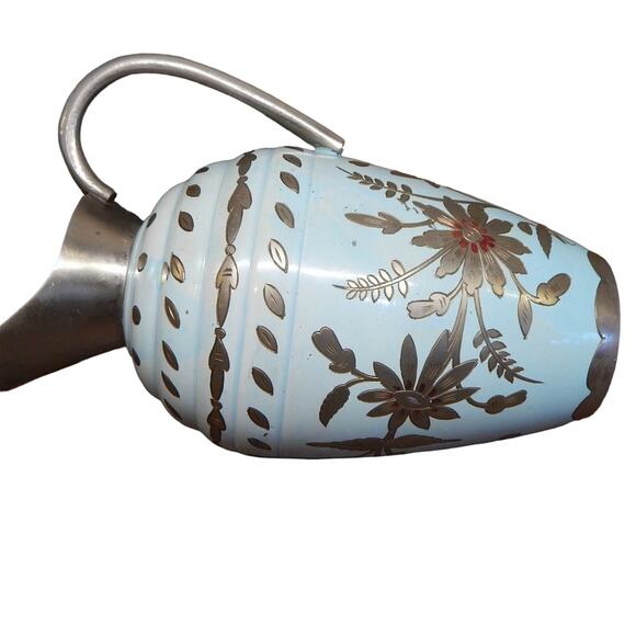7" Etched Sky Blue Metal Pitcher - Picture 2 of 8